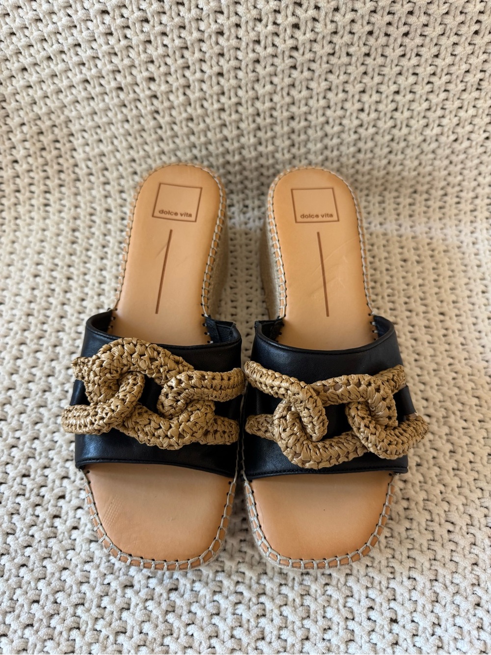 Dolce Vita Raffia Chain Espadrille Platform Sandals 8.5